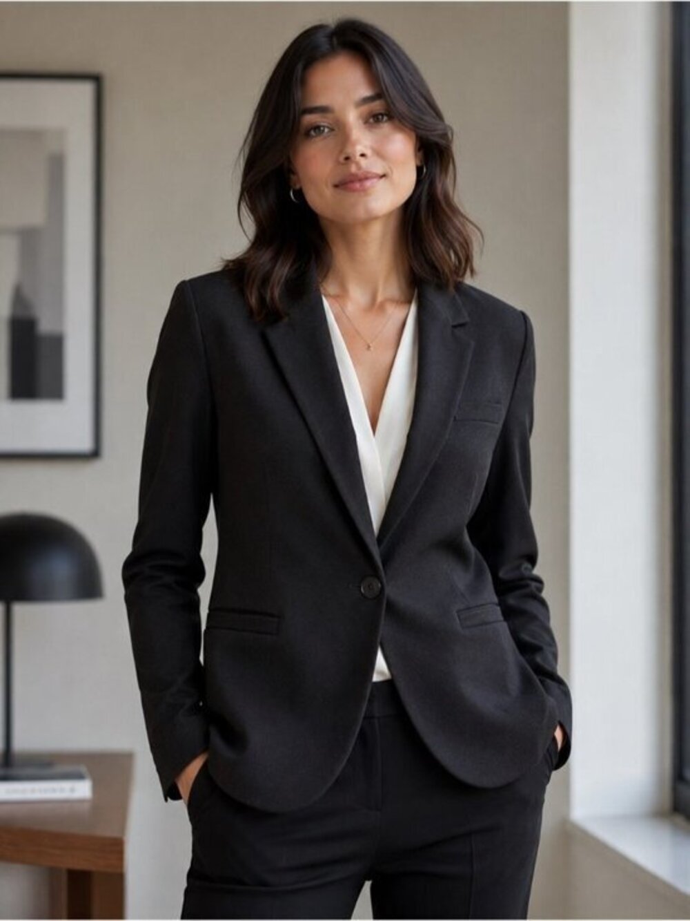 Judith & Charles Wool Tailored Black Single-Button Blazer size 10